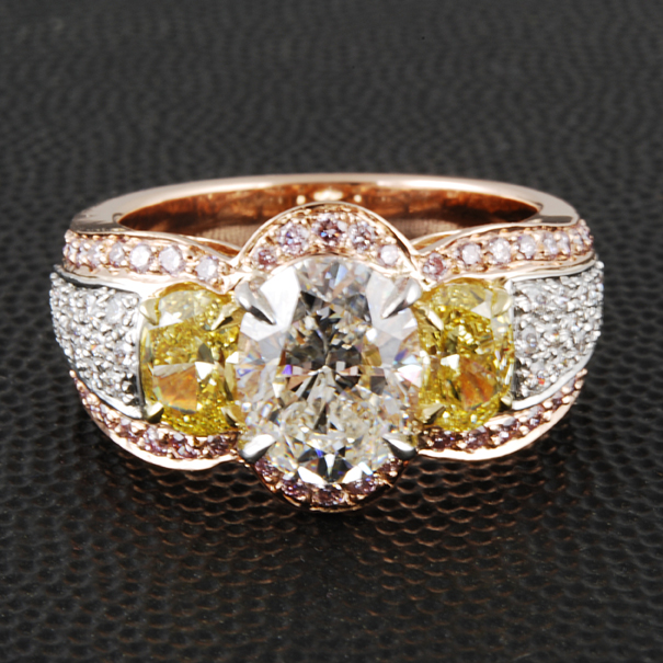 Gold Diamond Oval Custom Wedding Ring