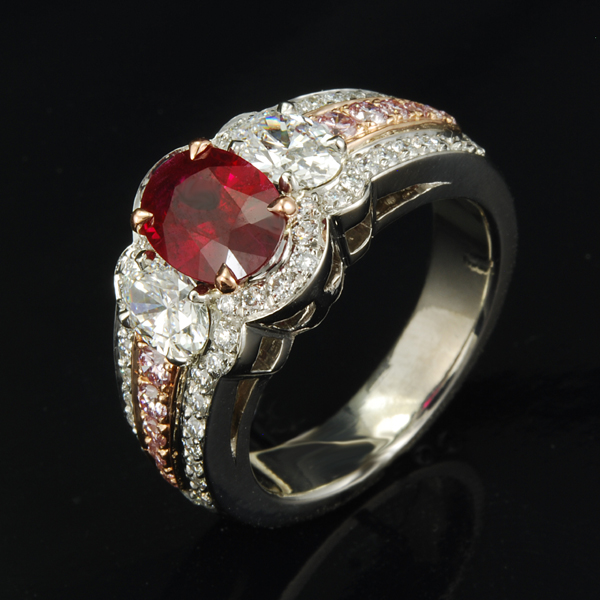 Oval Ruby Diamond Gold Ring